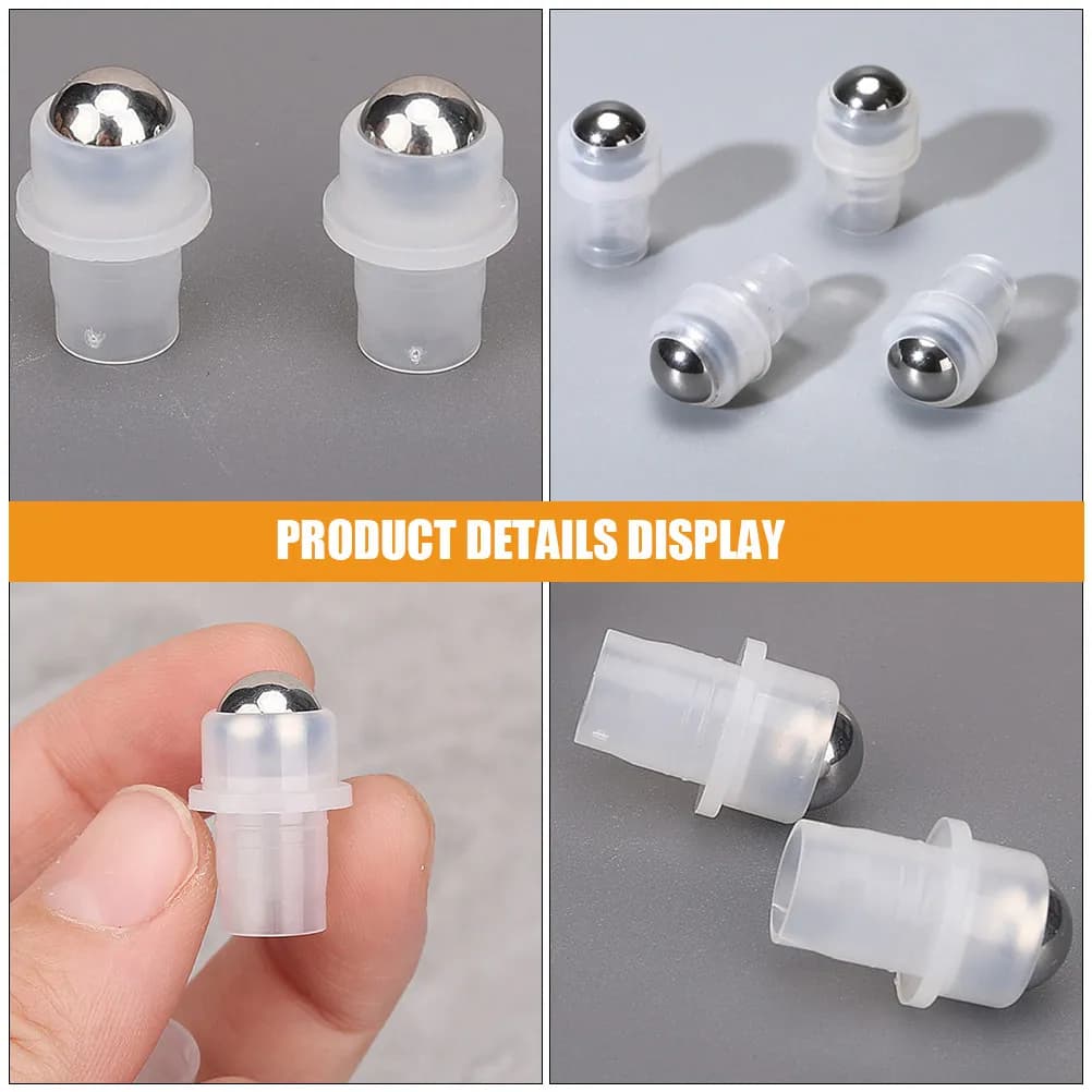 10 Pezzi Inserti a Sfera per Flaconi di Oli Essenziali, Profumi, Oli per Labbra, Applicatori Roll-on Ricaricabili Antigoccia in Acciaio e Plastica