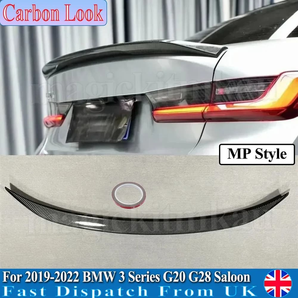 Auto Spoiler Posteriore Per BMW SERIE 3 G20 G80 G28 316d 330d 2019-2022 SALOON M PERFORMANCE BOTA POSTERIORE LIP CARBON LOOK Ala