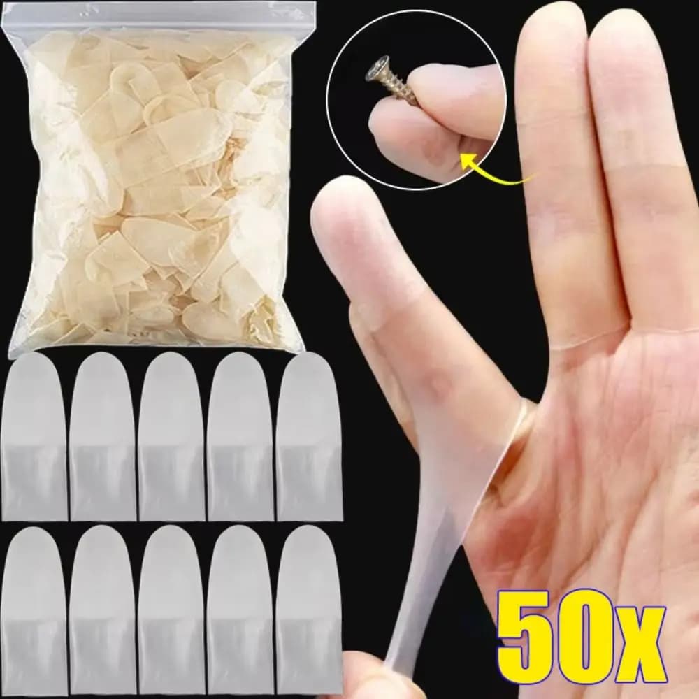 50 pezzi nuovi guanti monouso in lattice antiscivolo satinati manica protettiva per le dita ultra sottile lavoro all'aperto