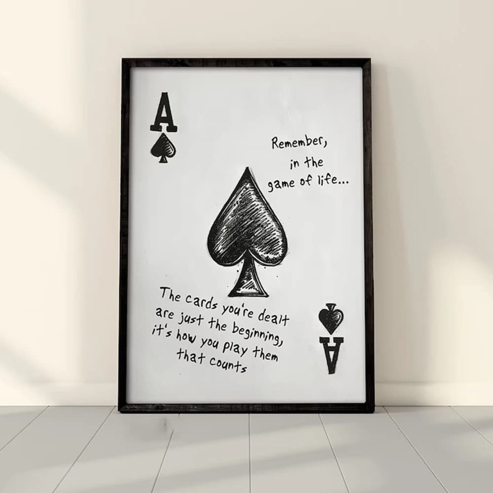 Moderno Vintage Poker Ace Of Spades Carte Lettera Citazioni Stampe d'arte da parete Pittura su tela Poster Immagine per soggiorno Decorazioni per la casa