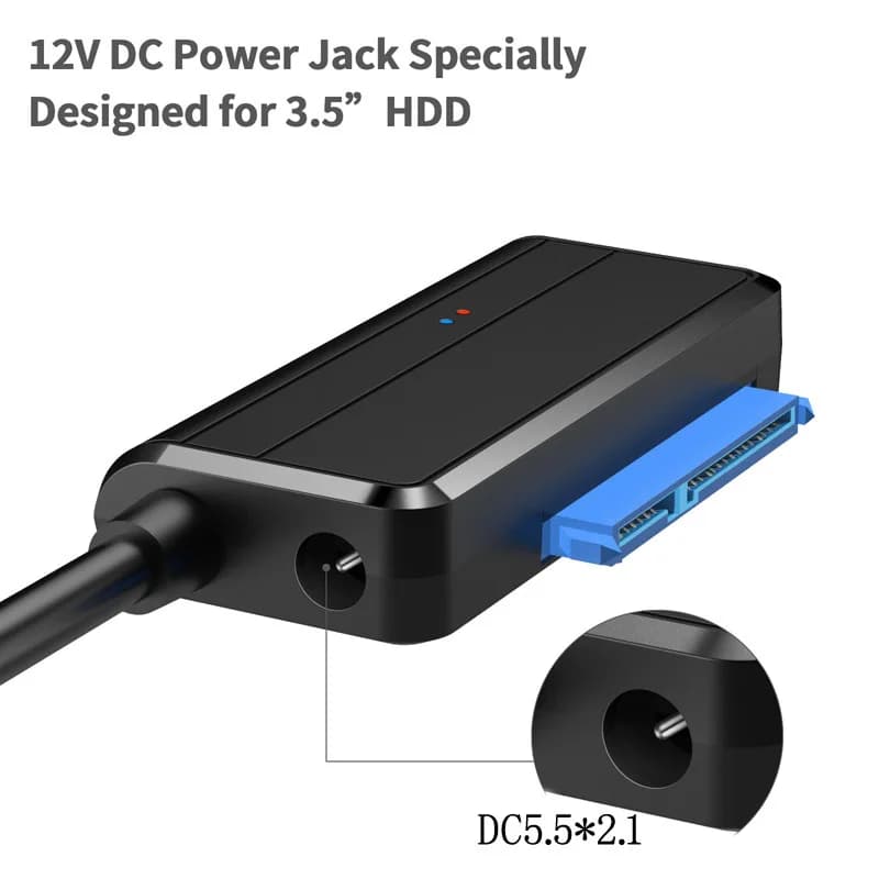Cavo Adattatore da SATA a USB 3.0 per Disco Rigido, Supporta SSD/HDD Esterni da 2.5/3.5 Pollici