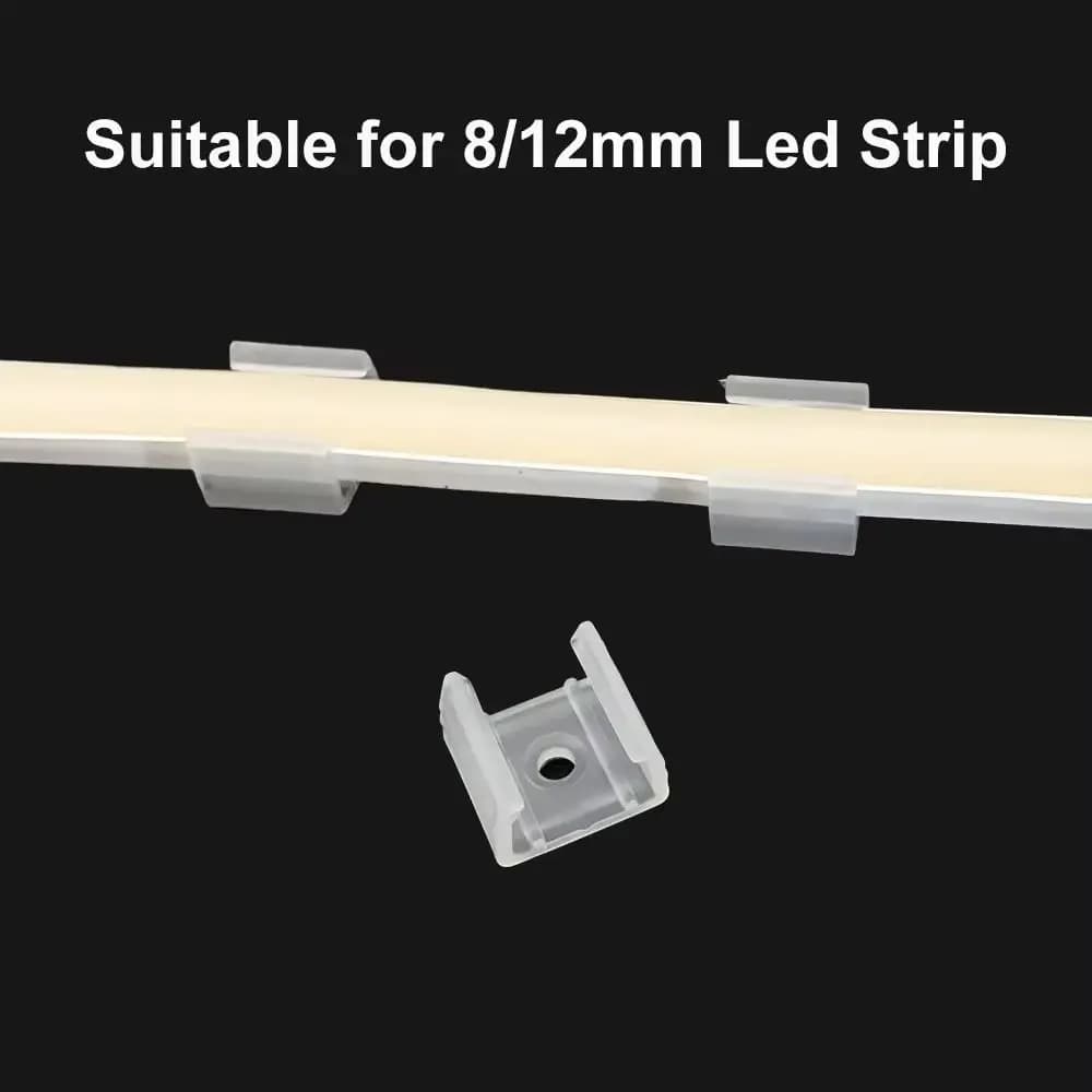 100Pcs 220V Flexible COB LED Strip Fixed Clips Lamp Holder Fitting 8-20mm Light Mounting Buckle Plastic 5050/5730/2835