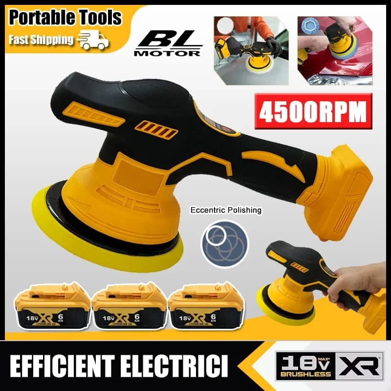 Lucidatrice per auto senza fili con display digitale a 8 velocità, lucidatrice elettrica per auto, macchina per lucidatura e ceratura auto, compatibile con batteria Dewalt 18V
