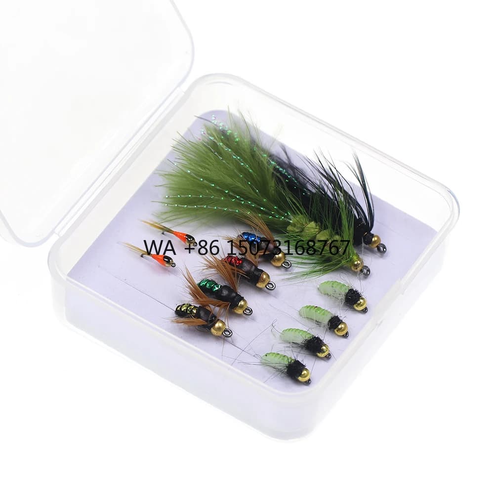 Custom 12 pcs/box Scud Bug Verme Ninfi Mosque Woolly Bugger Moscow Hook Trout Fishing Carpa Richiamo Esca Fly Tying Factory