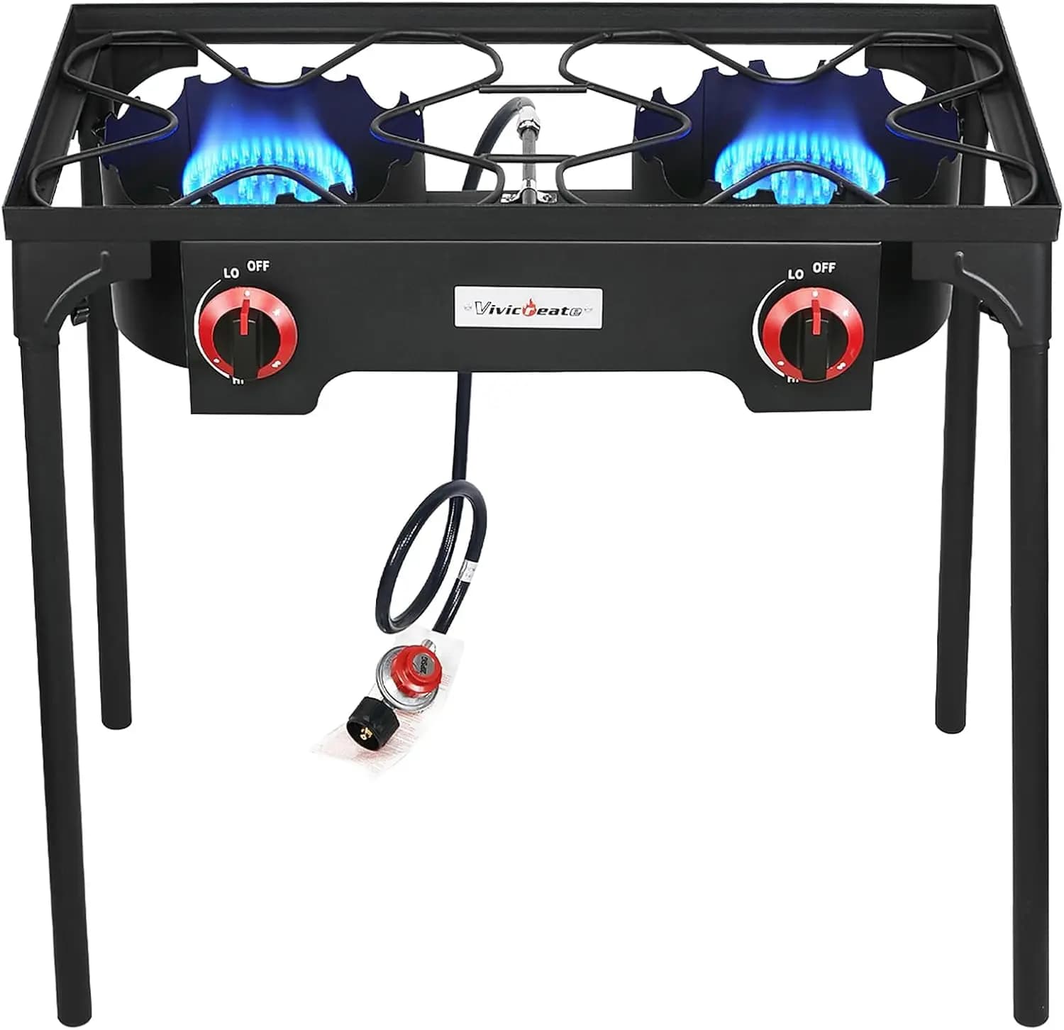 Fornello a Gas Propano ad Alta Pressione per Campeggio e Barbecue all'Aperto con Regolatore Regolabile, 120.000 BTU