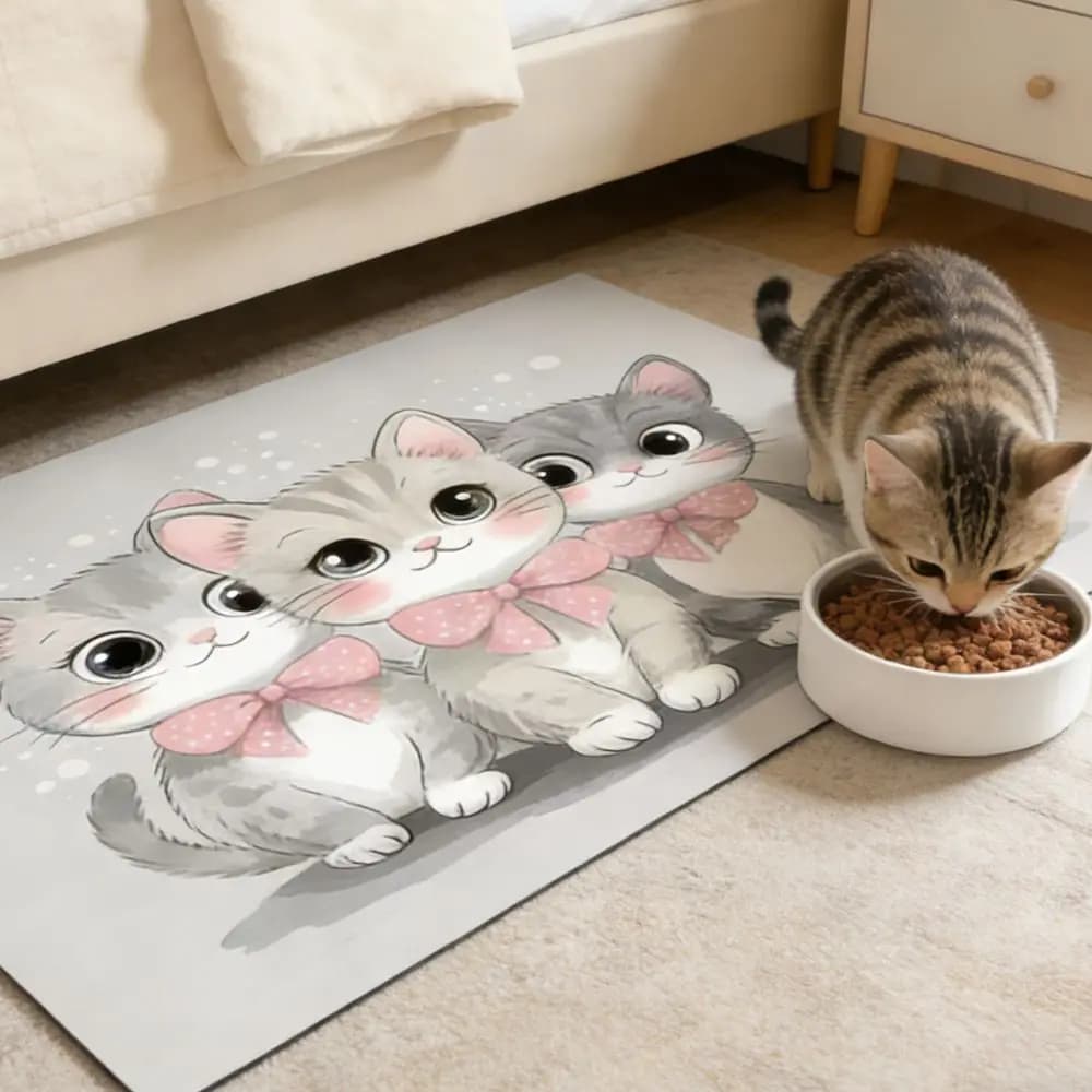 Tappetini per Ciotole di Cani e Gatti, Tappetino Antiscivolo a Cartoni Animati per Alimentazione, Asciugatura Rapida, in Terra Diatomacea, per Casa