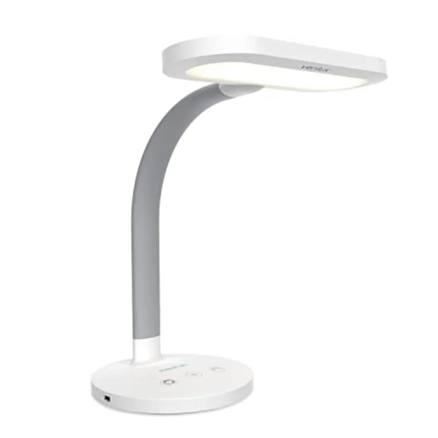 HappyLight Duo - Lampada da Scrivania 2-in-1 per Terapia della Luce e Lavoro - LED a Spettro Completo Senza UV, 10.000 LUX, Luminosità e Colore Regolabili