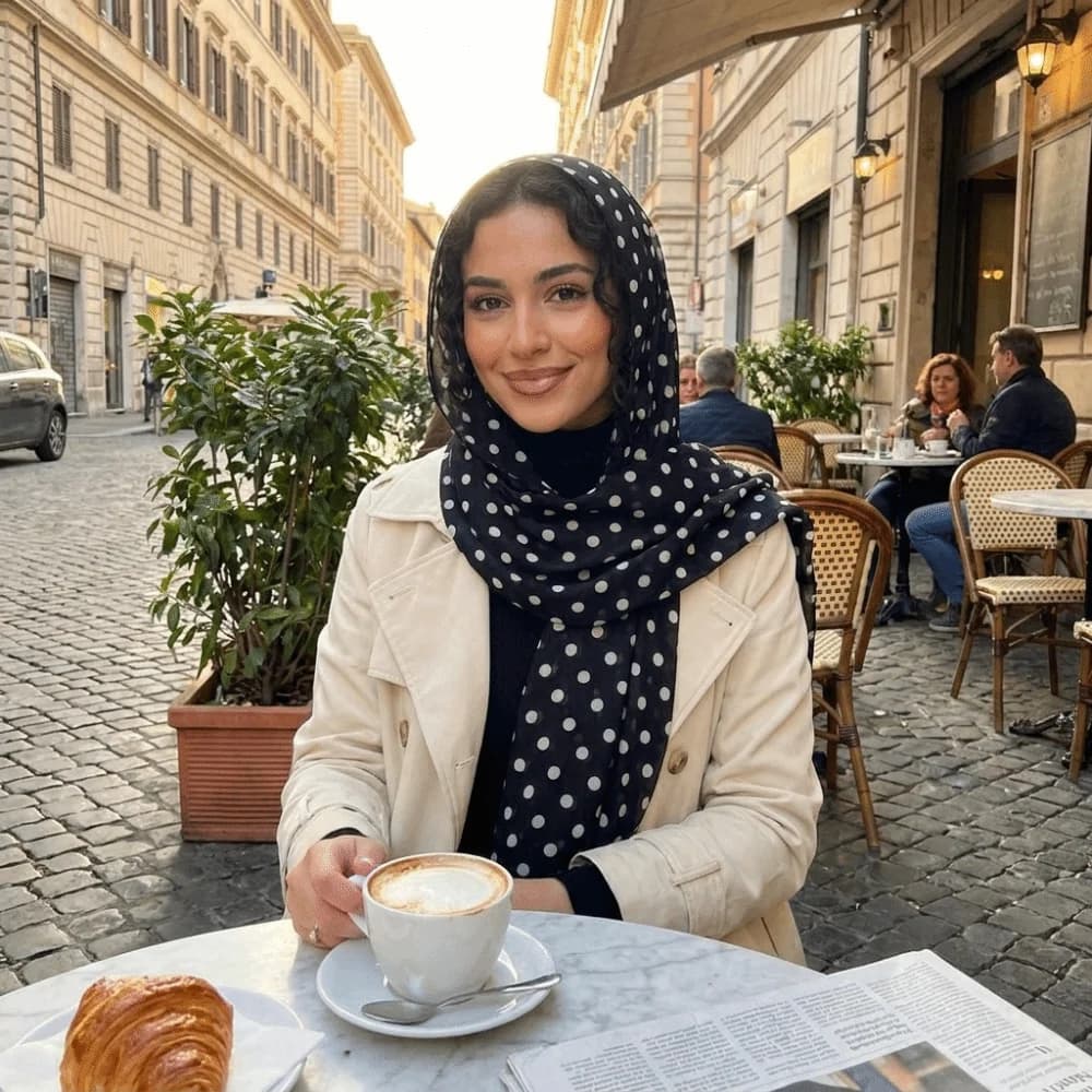 Sciarpa Lunga in Cotone Traspirante, Leggera ed Elegante con Motivo a Pois, Versatile Decorazione per la Testa, Foulard Classico