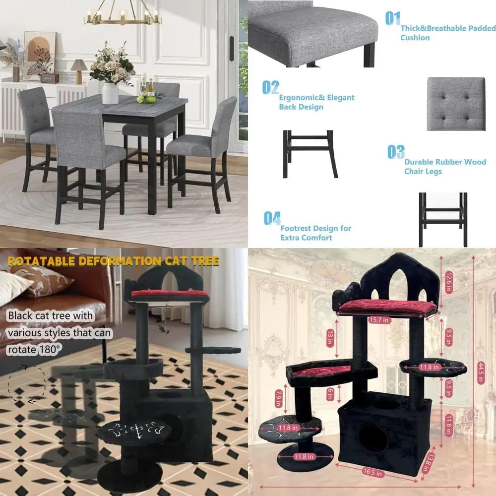 elegante albero per gatti in stile gotico con letto a bara e tiragraffi