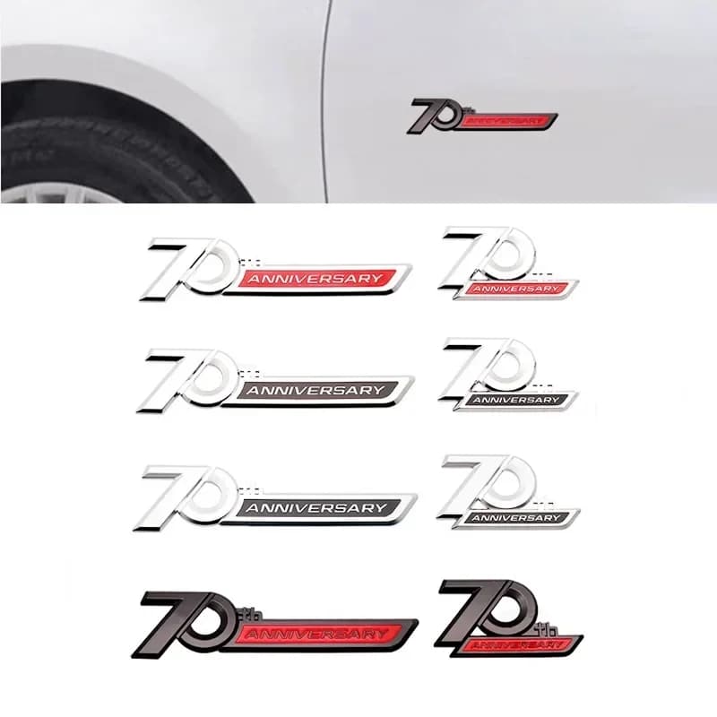 3D ABS 70th Anniversary Logo Car Side Fender Rear Trunk Emblem Badge Sticker Decals For Toyota Land Cruiser LC200 LC300 FJ200