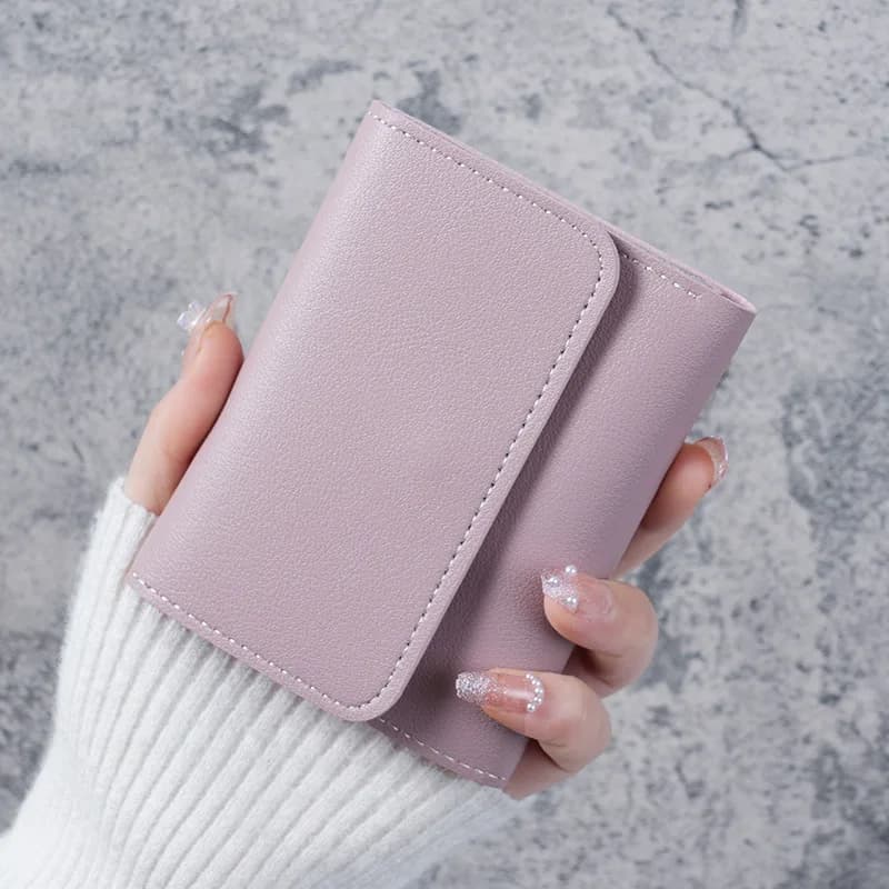 Easy Short Women'S Wallet Student Ticket Clip Multifunctional Card Holder Change Three Fold Ultra-Thin Glossy Wallet