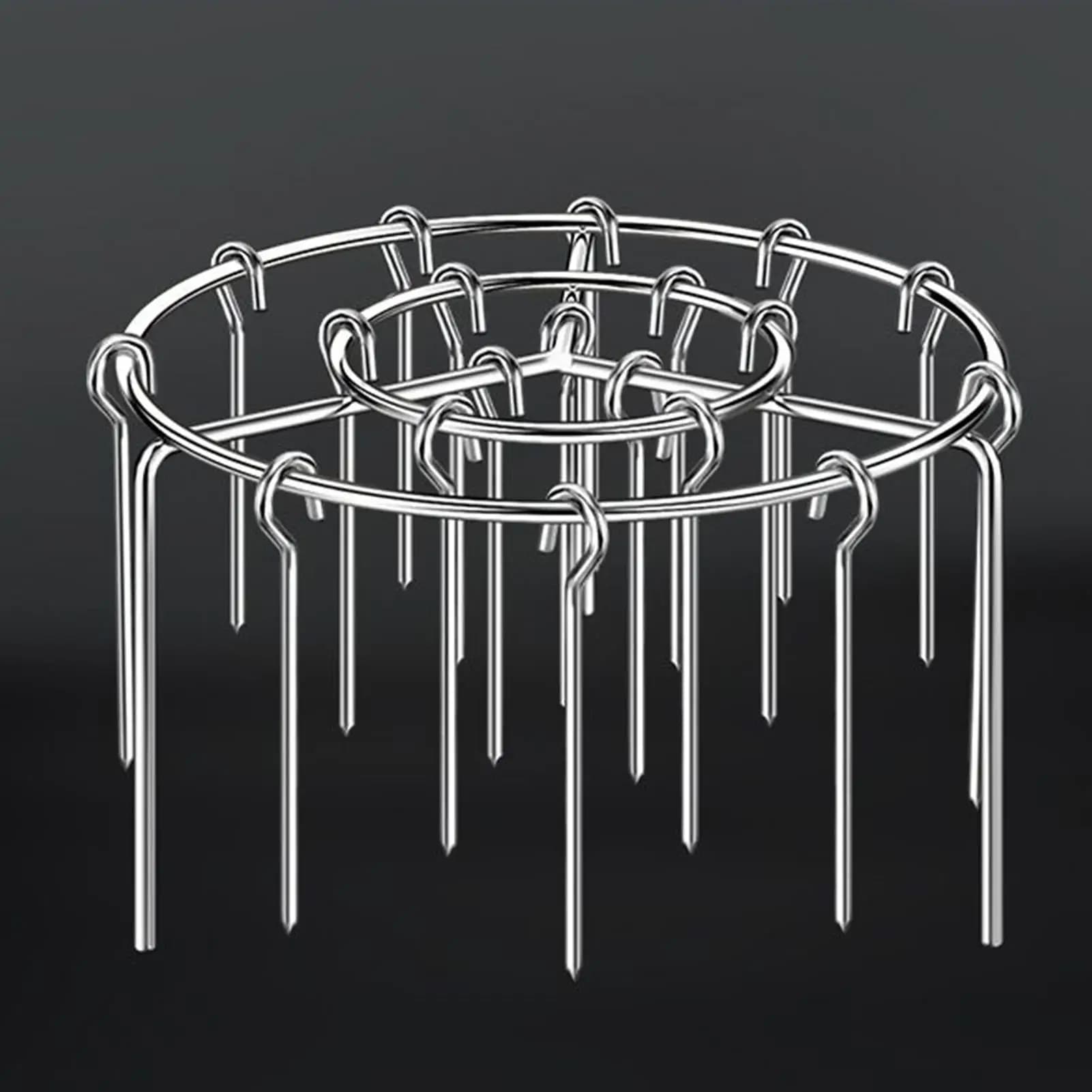 304 Stainless Steel Vertical Air Fryer Skewer Rack with 24Pcs Special Meat Skewers Roasting Universal Oven BBQ Grill Stand
