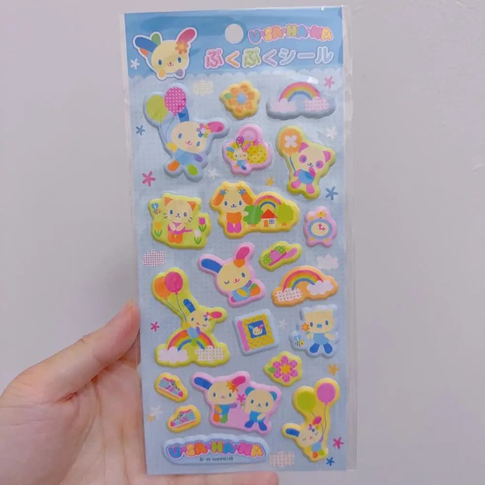 Adesivi Tridimensionali in Cotone Sanrio Usahana Sugarbunnies Coro Coro Kuririn, Decorazioni Fai-da-Te per Quaderni e Fotocamere, Regalo di Compleanno per Ragazze