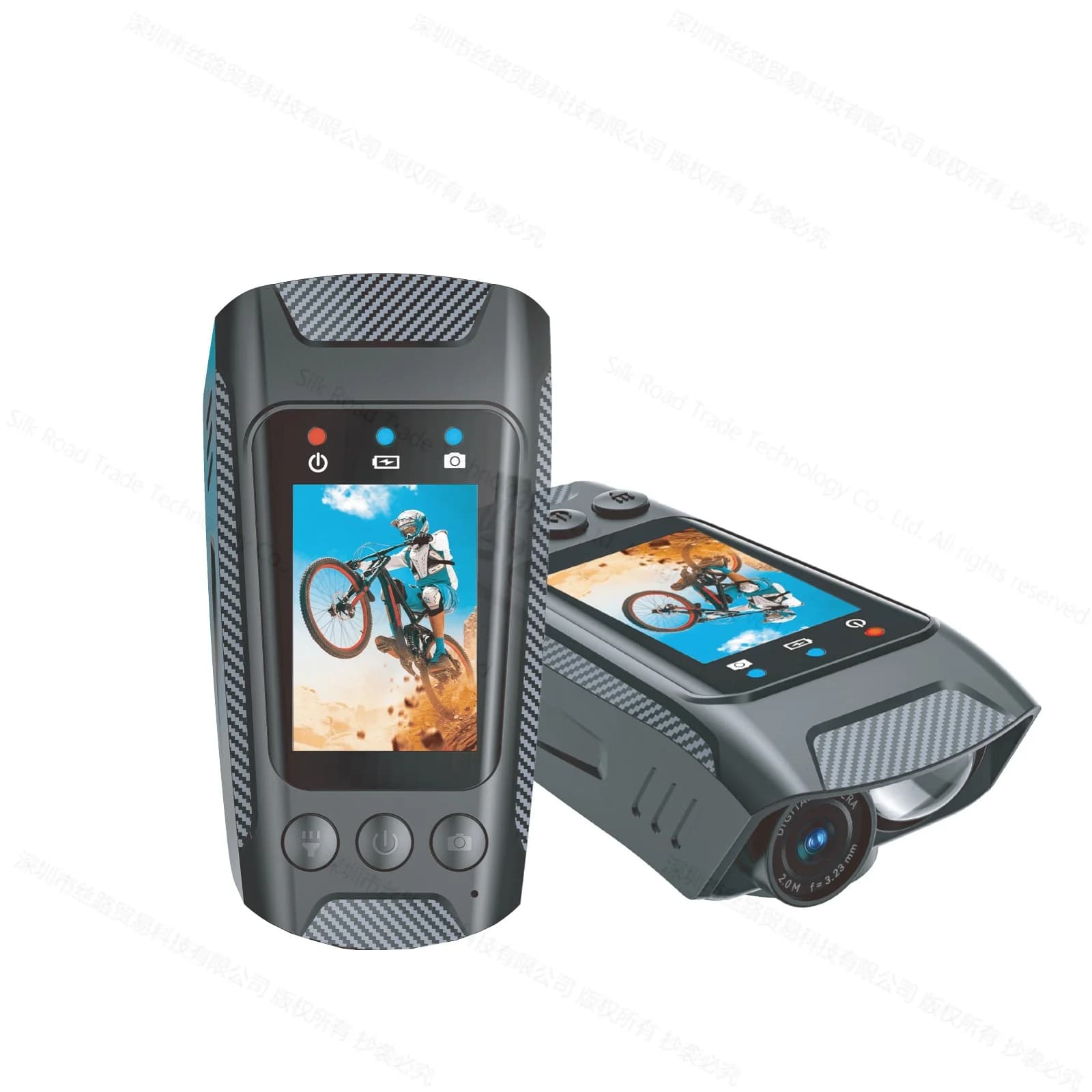 4K Action Camera C3Pro Cycling Camera Outdoor Bicycle Dash Cam 2.0 inch screen 5 Hours Recording with Flashlight bell 3 in 1