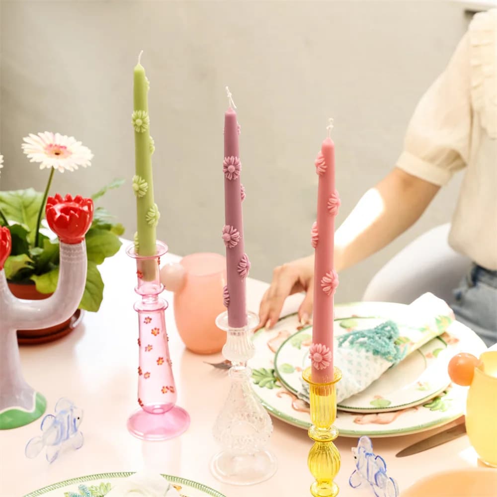 Boowan Nicole Daisy Flower Taper Candle stampo in Silicone forma fai da te per candele candele profumate fatte a mano fai da te che fanno forniture
