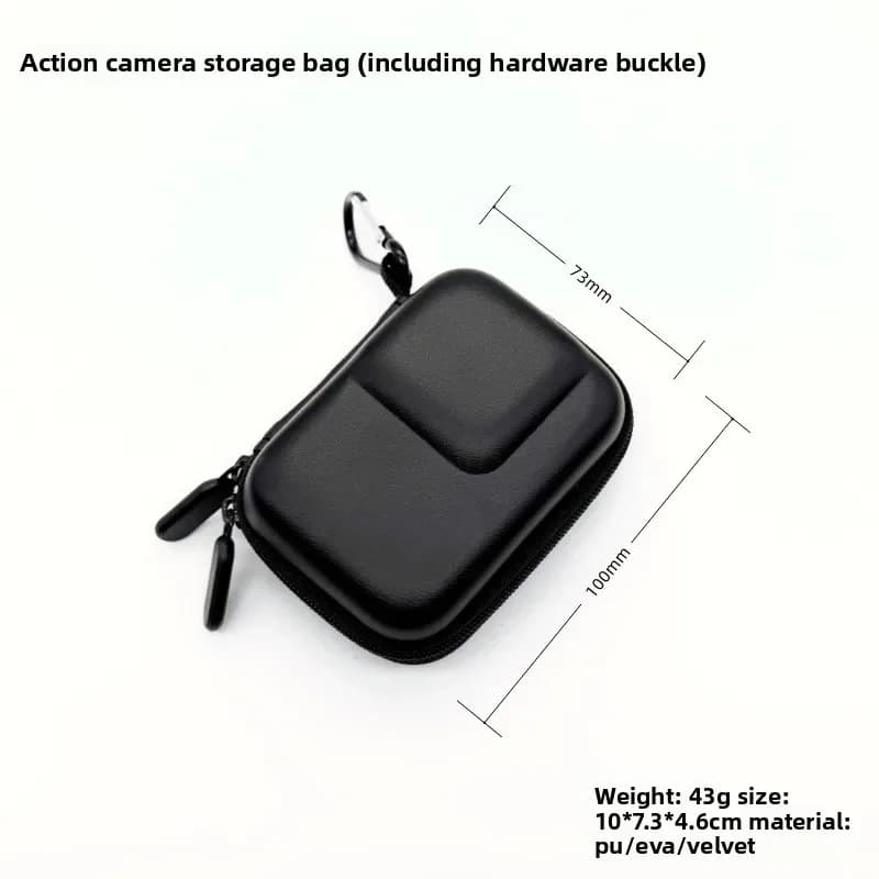 EVA Carrying Case for Action Camera, Portable Protective Storage Bag with Carabiner, Shockproof Travel Pouch Compatible
