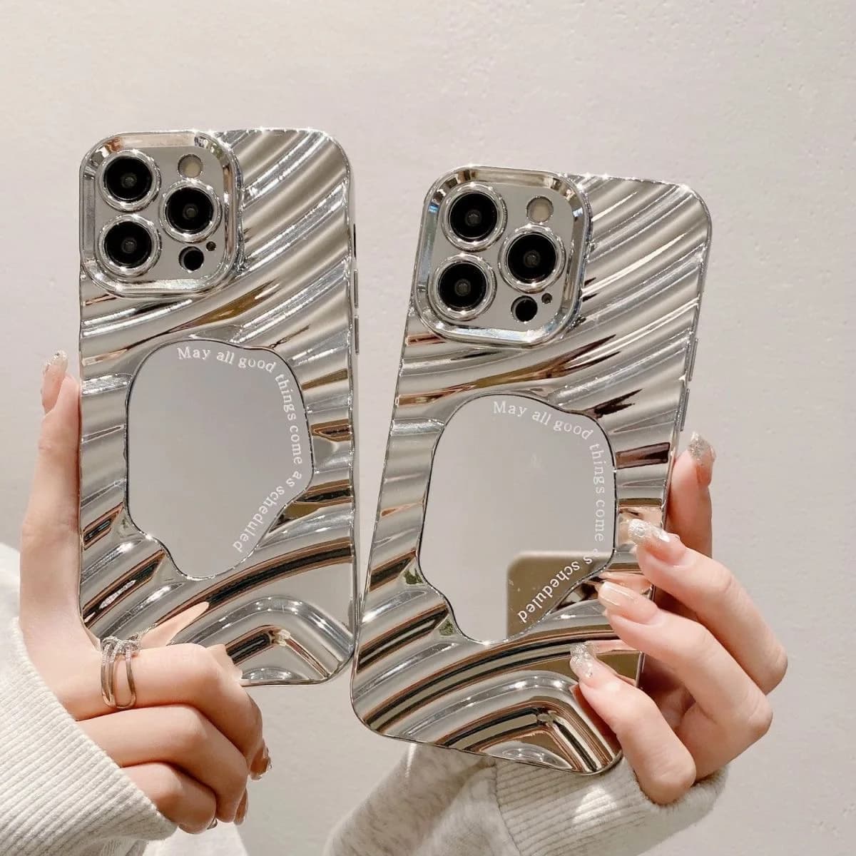 Custodia per telefono ondulata a specchio di placcatura di lusso per iPhone 17 Pro Max 16 15 14 13 12 11 Custodia morbida antiurto per aria