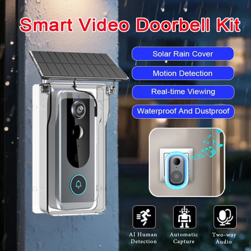 Tuya Campanello senza fili con copertura solare Telecamera grandangolare HD 1080P Video Eye Porta digitale Peepholes Campanello per porta intelligente impermeabile