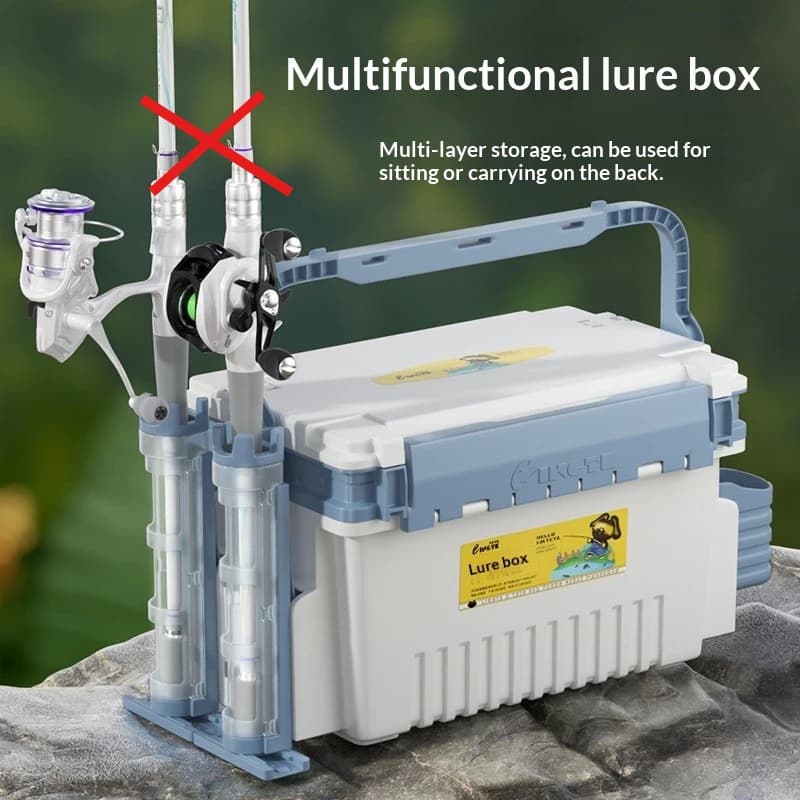 Scatola Multifunzionale per Esche, Attrezzatura da Pesca, Porta Canna, Contenitore per Esche e Accessori da Pesca