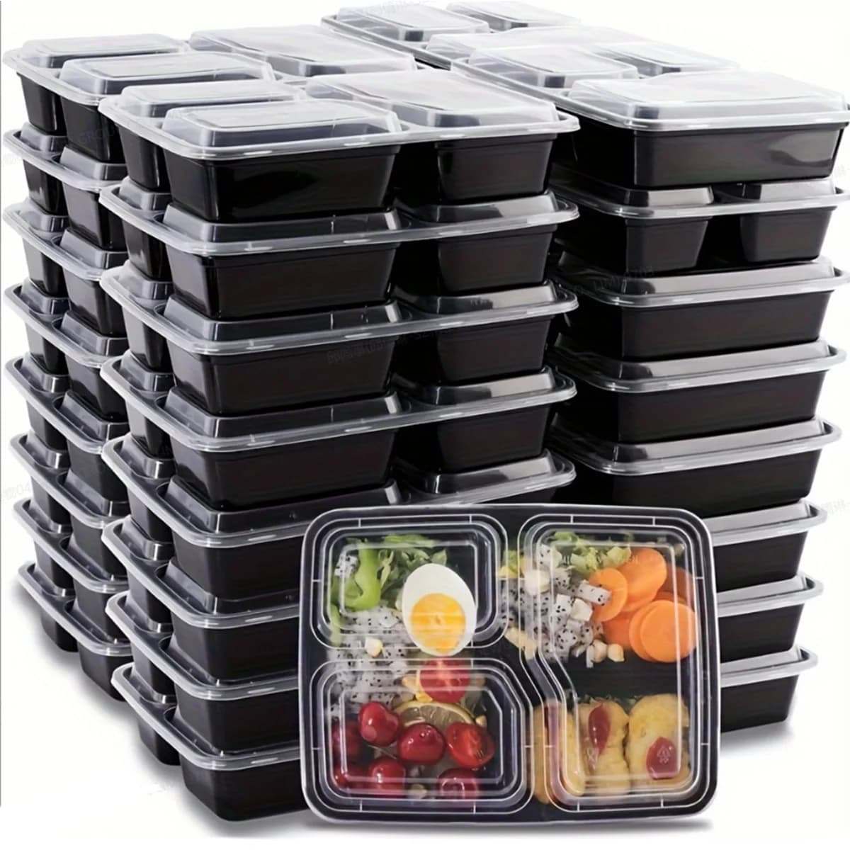 10 pz/set contenitore per la preparazione dei pasti 3 scomparti Lunch Box 1 scomparto con coperchio ermetico contenitore per alimenti riscaldabile a microonde F