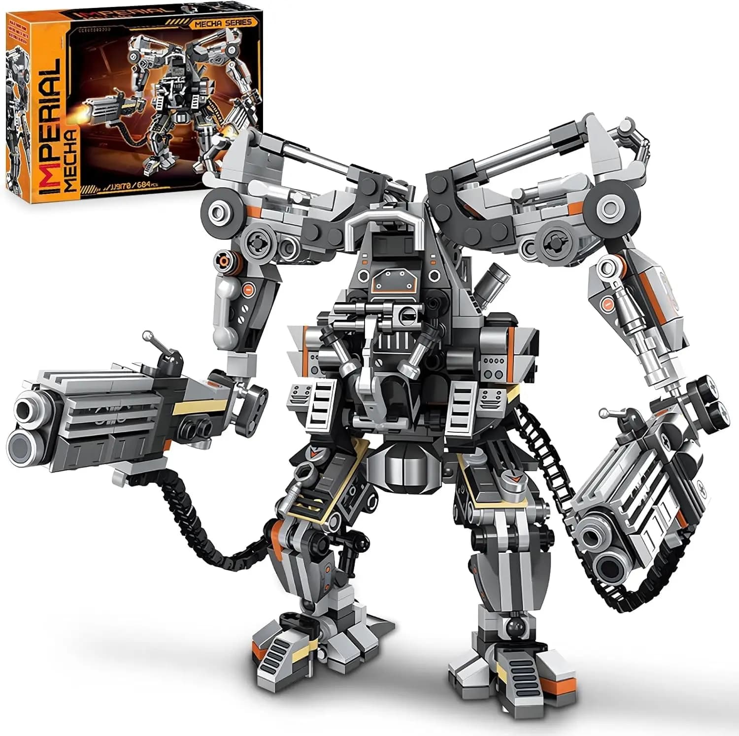 Kit di Costruzione Mech Warrior con Armi Multiple, Mattoncini per Action Figure, Decorazione per Camera, Regalo per Appassionati di Giochi