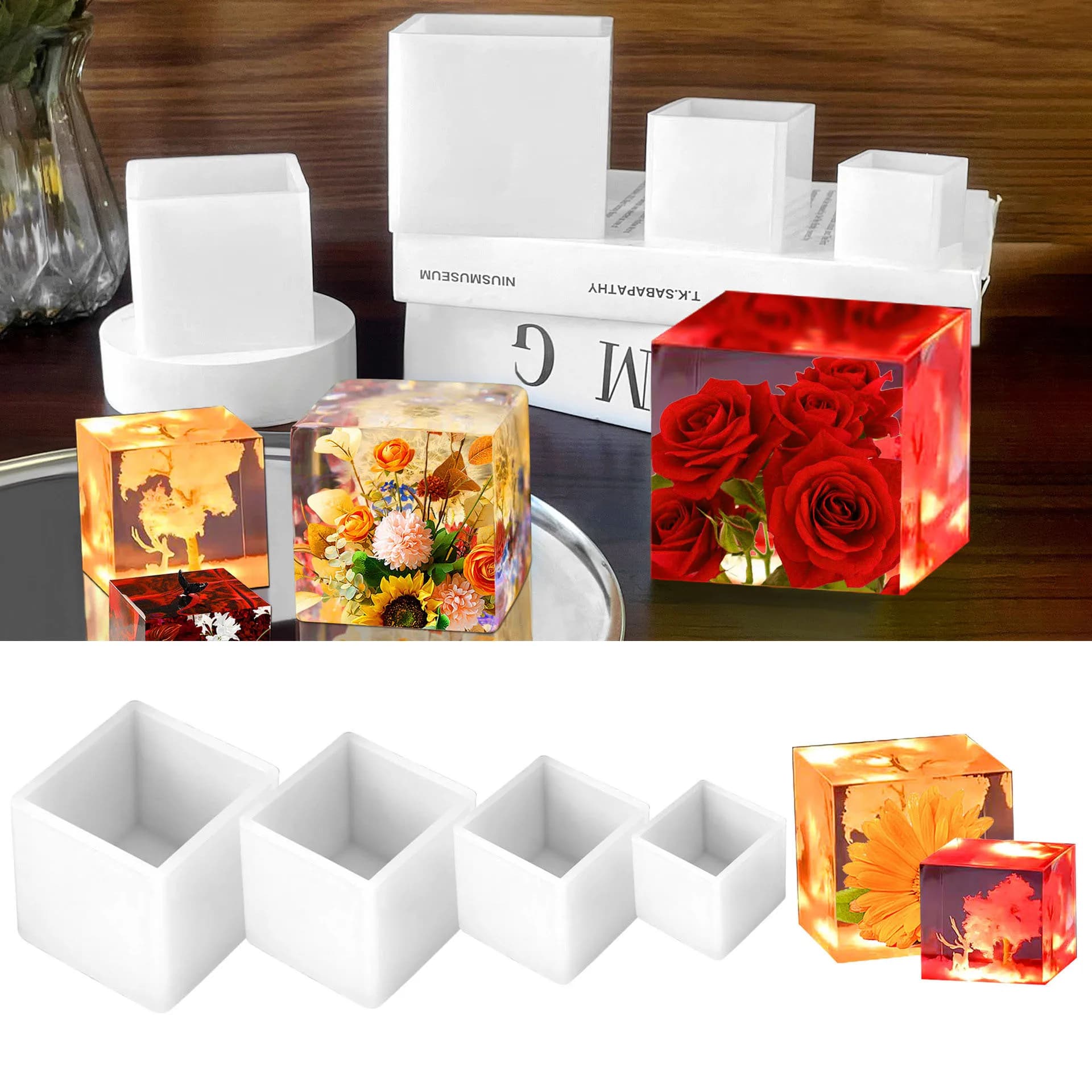 Resin Crafts Square Shaped Silicone Mold DIY Geometric Form Dried Flowers Resin Product Home Decoration Molds