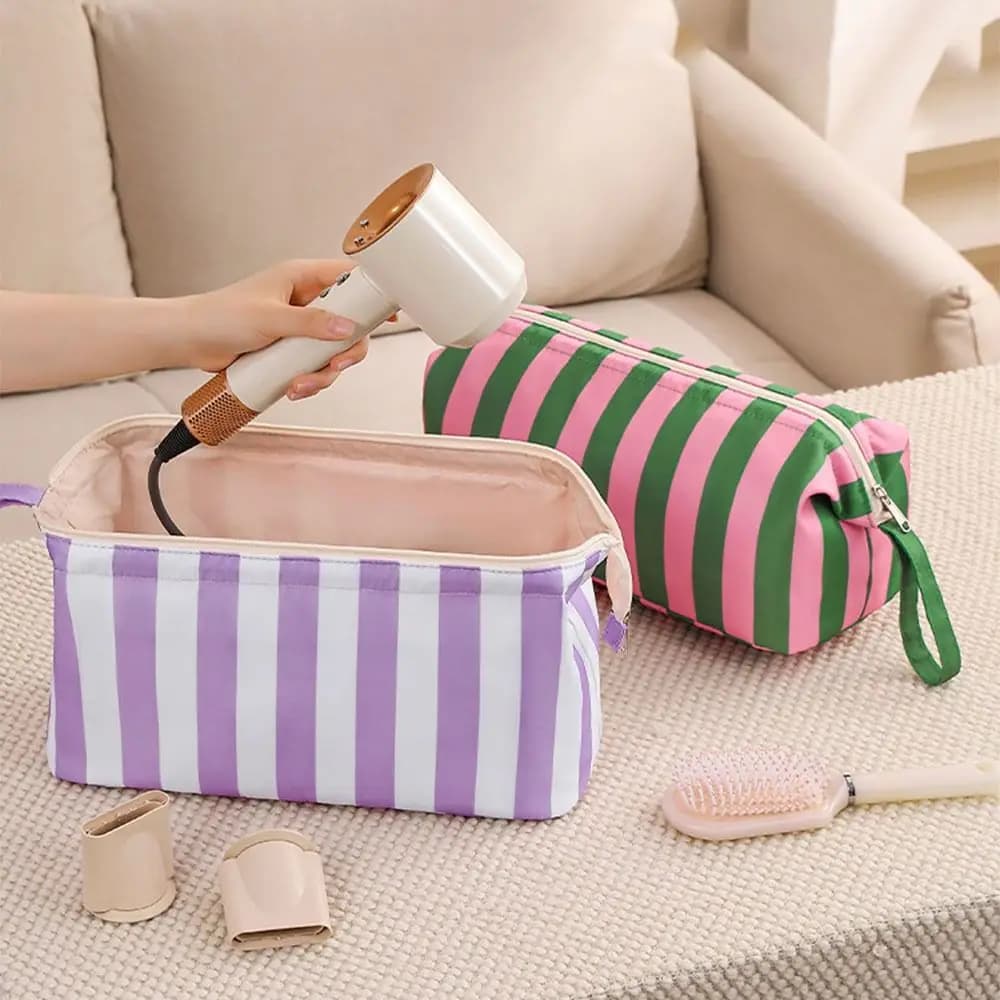 Soft Hair Dryer Storage Bag Large Capacity With Handle Curling Iron Carrying Case Portable Zipper Closure Curler Storage Bag