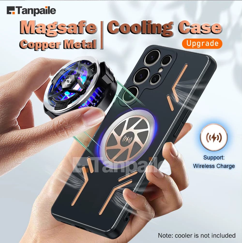 Magnetic Wireless Charge Cooling Case For Samsung S25 Ultra S24 S23 S22 S21 + Plus Case Shockproof Copper Metal Phone Cover
