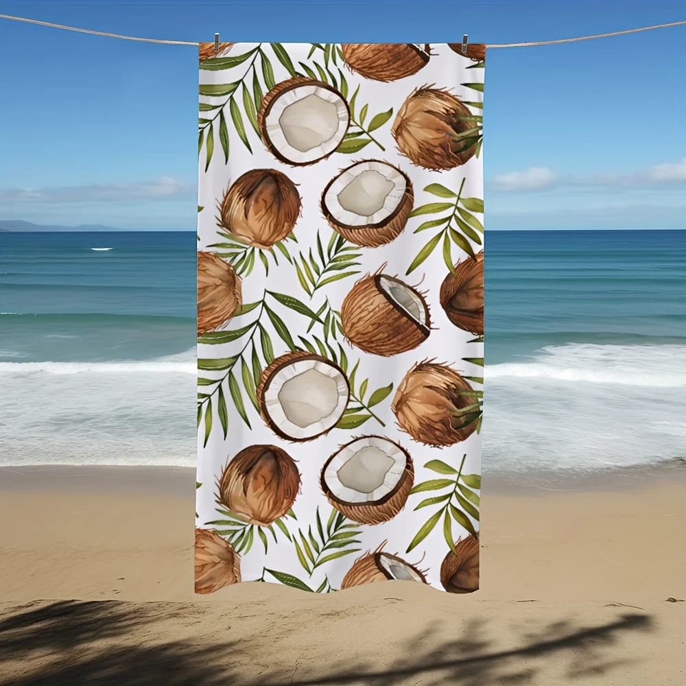 Telo Mare in Microfibra a Foglie di Palma di Cocco, Morbido e Assorbente ad Asciugatura Rapida, Ideale per Nuoto, Viaggi e Vacanze - Un Must-Have