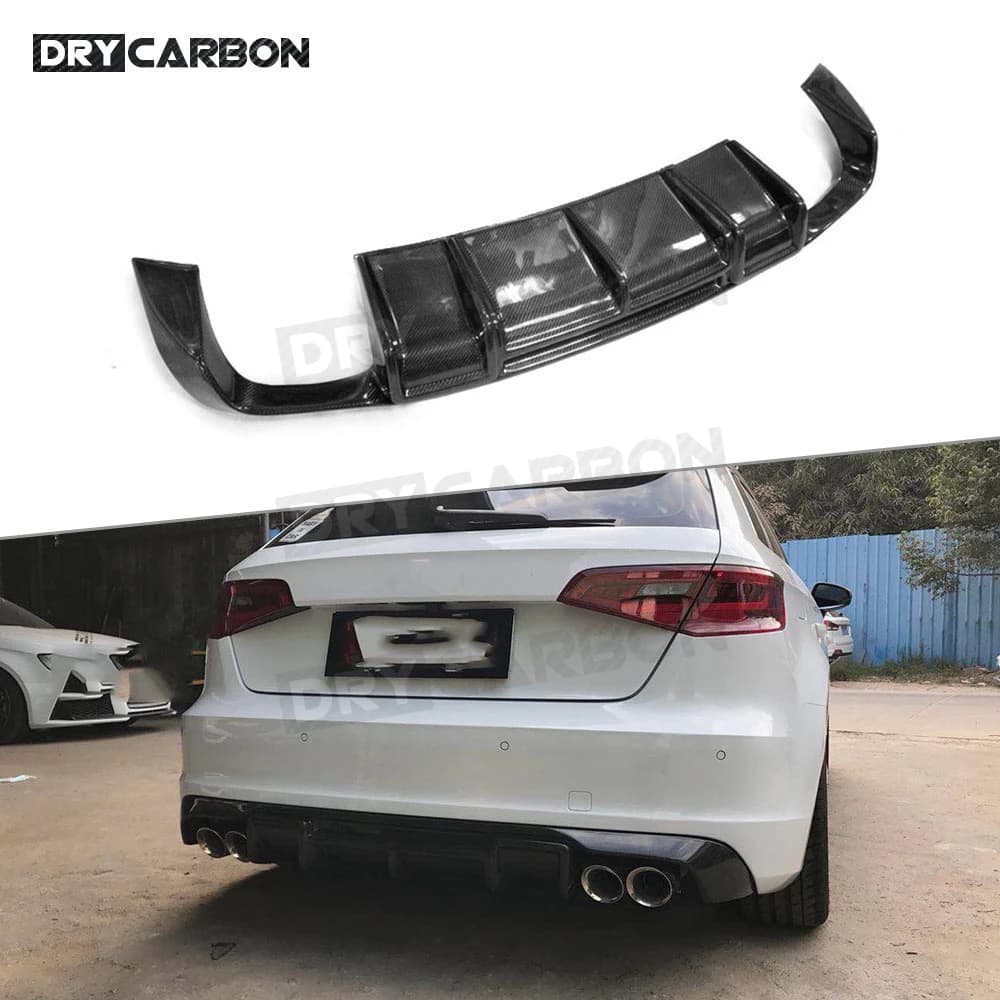 Carbon Fiber Rear Diffuser for Audi A3 Sline S3 Hatchback 2014 2015 2016, Spoiler for Rear bumper, Not Compatible with A3 Standard
