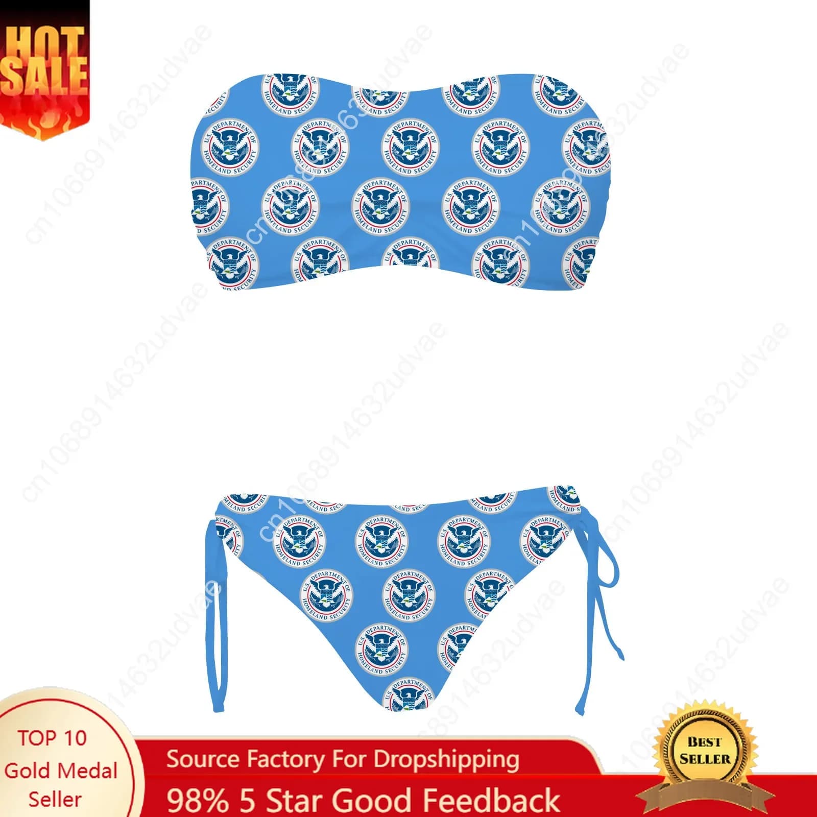 Homeland Security Investigations, Two Pieces Set with Women's Coulisse, Customizable, Beach Clothing