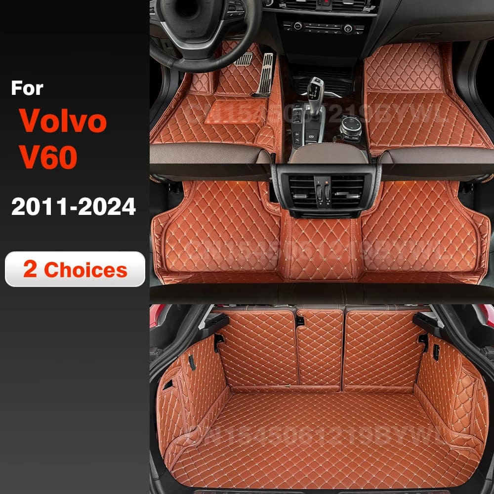 Car mats for Volvo V60 2011-2024 12 13 15 16 17 18 19 20 21 22 23 full cover luggage mat interior accessories