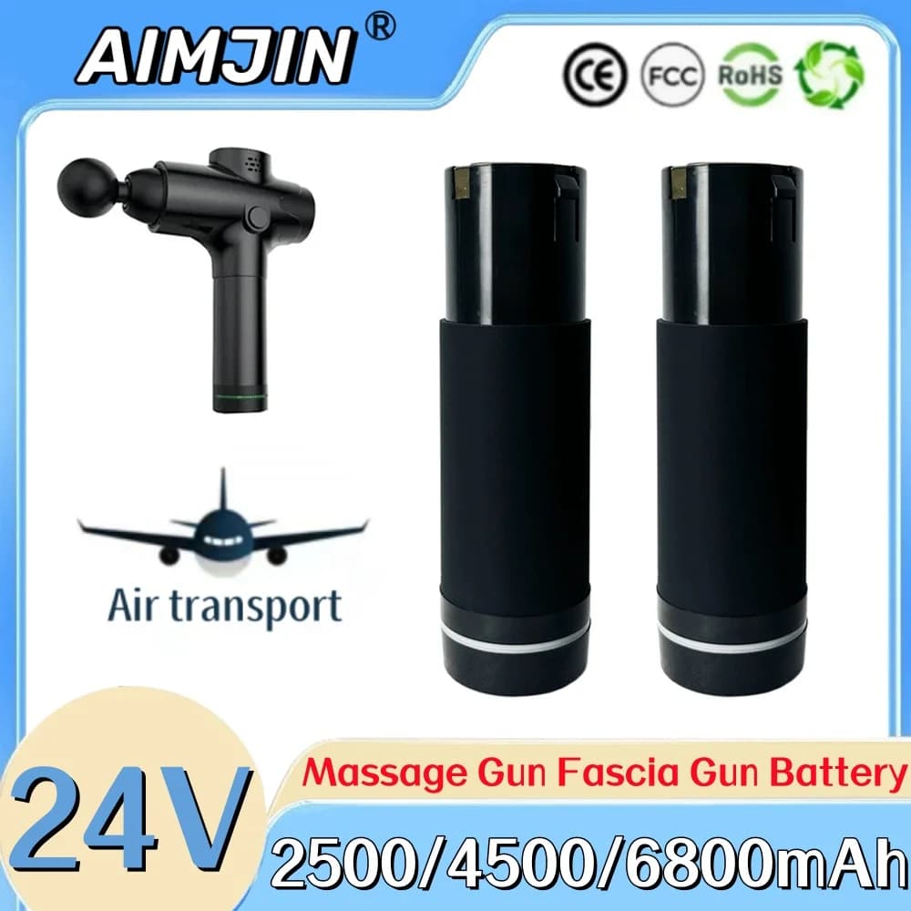 Batteria ricaricabile agli ioni di litio 2025 24V 2500/4500/6800mAh per fascia per pistola da massaggio sostitutiva