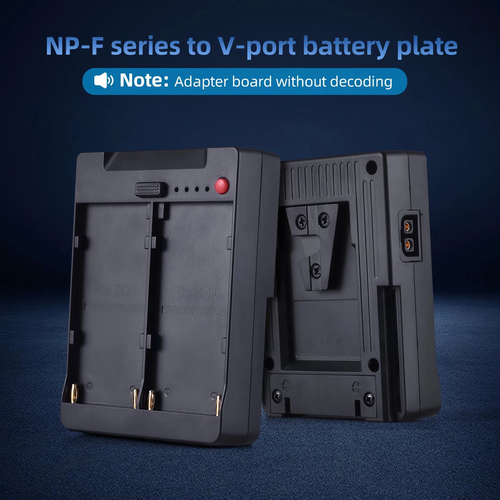 NP-F970 F750 F550 Piastra batteria a V-Lock Adattatore staffa con fibbia con attacco a V con uscite USB-A/Tipo C/CC/D-TAP Supporto da Np a V
