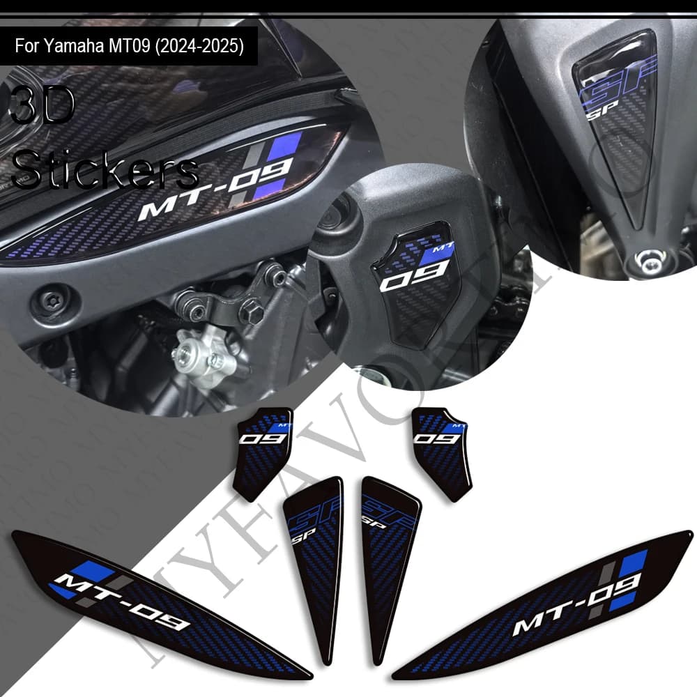 2024 2025 For Yamaha MT-09 MT 09 Mt09 Tank Pad Stickers Fuel Tank Cap Scratch Resistant Fairing Front Fender 3D Resin Stickers