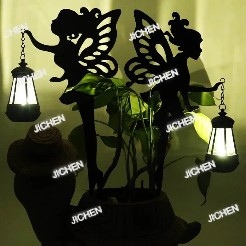 Luce solare da giardino Artigianato in metallo Paesaggio esterno Luce da giardino Inserto da pavimento Elfo Fata Ornamento Luce da pratoXXH