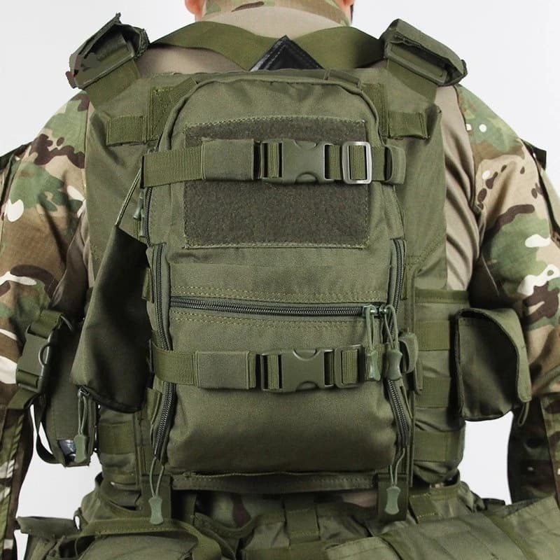 Zaino Tattico Mimetico per Esterni con Sistema Molle e Sacca Idratazione