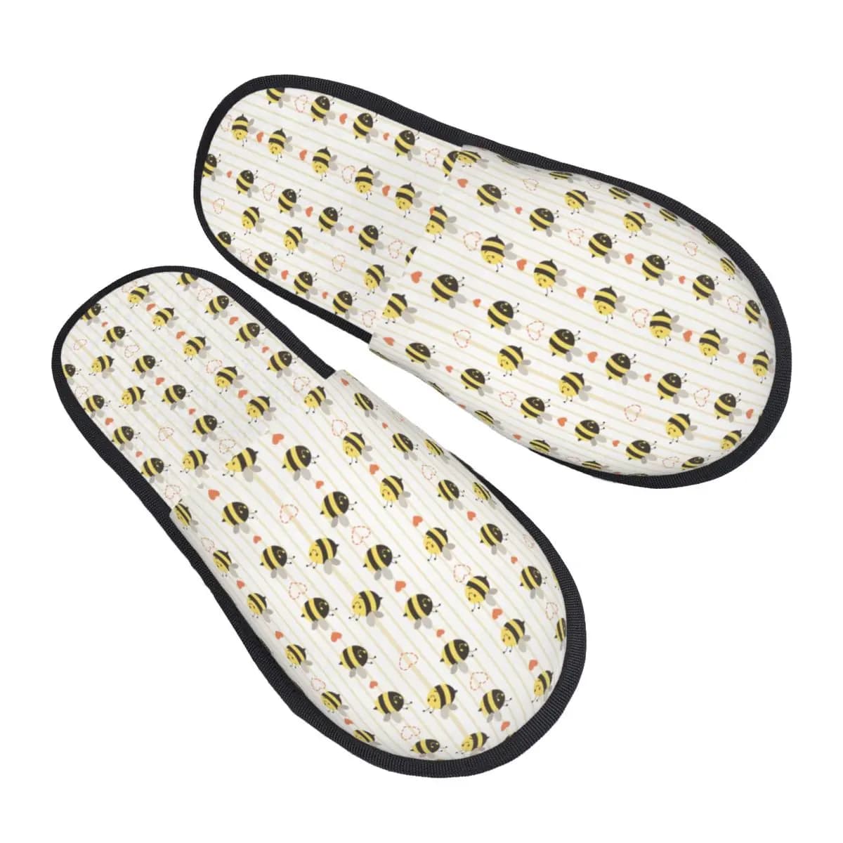 Simpatiche api con cuore Pantofole da casa Accoglienti e calde pantofole soffici in memory foam Stampa personalizzata Scarpe da esterno per interni da donna