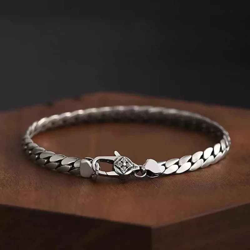 S925 Sterling Silver Fashion Simple Elegant Cuban Bracelet for Men and Women Handwoven Riding Crop Chain Jewelry Gifts