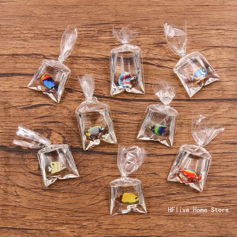 1pc Kawaii colorato pesce tropicale ciondoli in resina sacchetto d'acqua orecchino di pesce portachiavi ciondolo accessorio fai da te artigianato gioielli fare