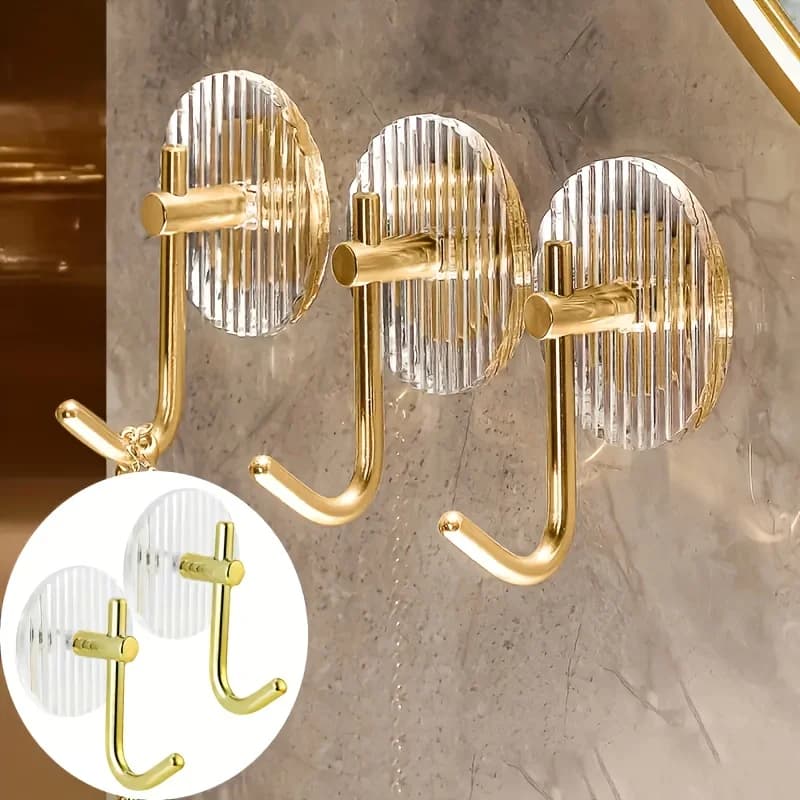 4 piece metal wall hooks for towels and clothes: versatile bathroom space, bedroom wardrobe organizer, dorm sticker