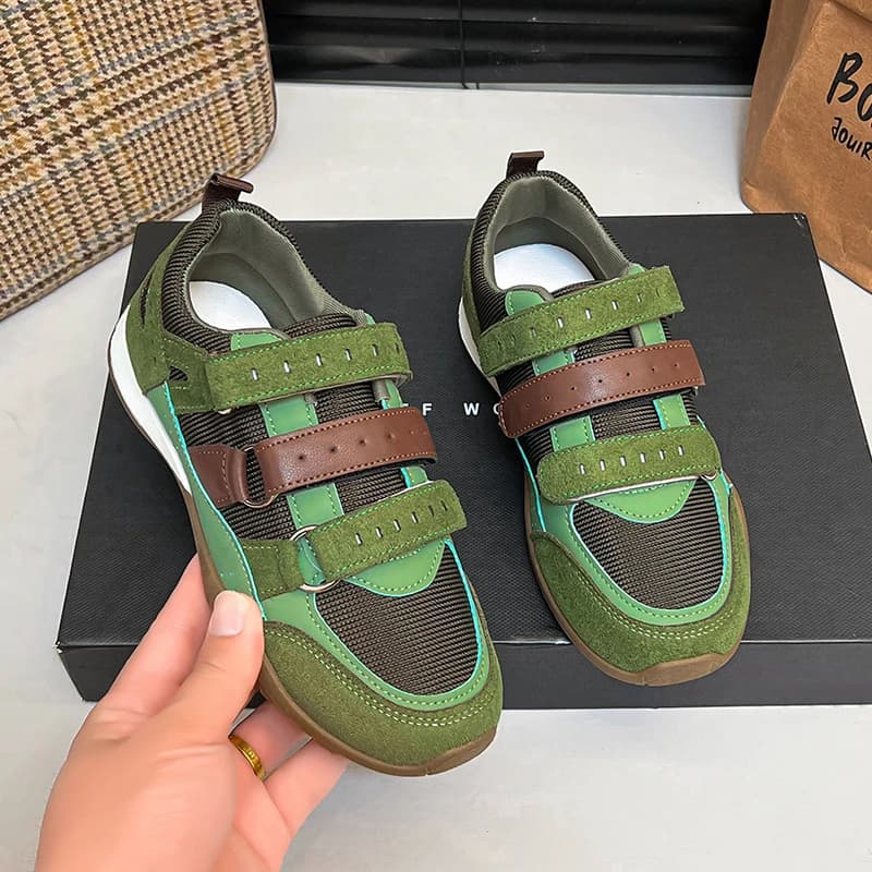Women Retro Sneakers Patchwork Velcro Buckle Strap Shoes Casual Walking Flats Shoes Trainers Fashion Platform Sneakers Women
