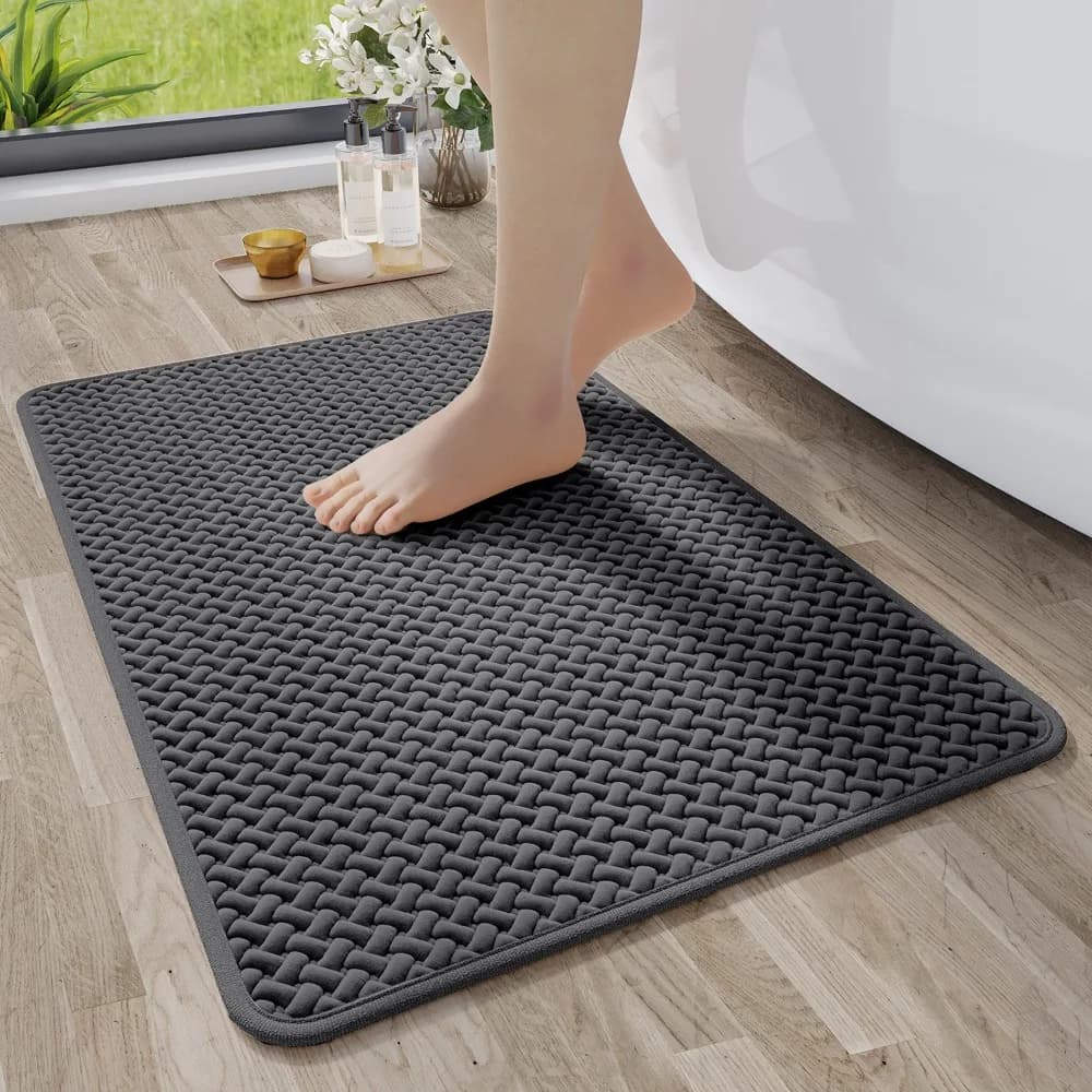Tappetino da Bagno Antiscivolo Durevole con Texture Intrecciata, Assorbente, Lavabile, ad Asciugatura Rapida, Spesso, per Doccia e Cucina