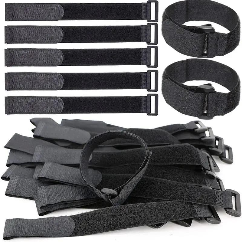 10 Pezzi Fascette Riutilizzabili con Chiusura a Strappo, Organizzatore per Cavi in Nylon, Cinghie Regolabili per Fissaggio e Gestione Cavi