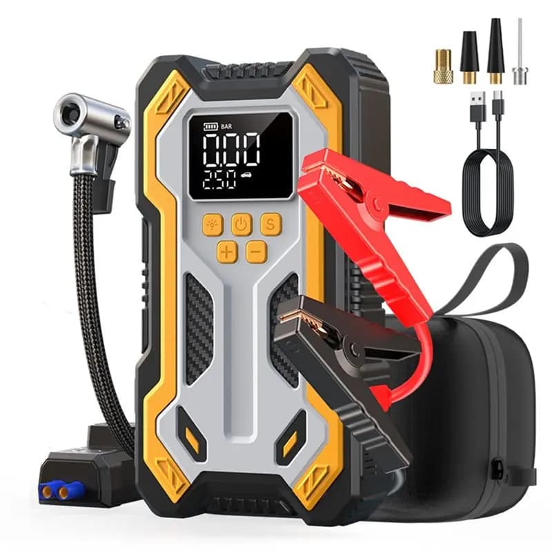 Avviatore di Emergenza per Auto con Compressore d'Aria 10000mAh, Schermo LCD, Booster Portatile