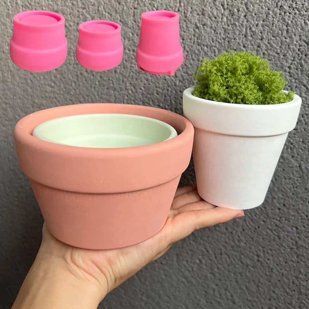 Large pot for concrete plants mold in Silicone Round Concrete Candle Pot Mould for Plant Planter Molding