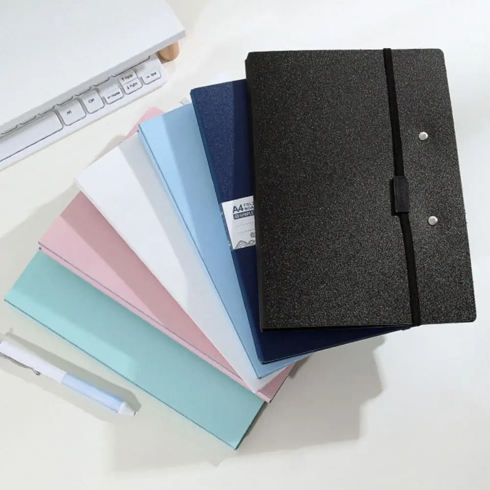 1pc Portable PP A5 Clipboard Folder Morandi Color Foldable File Folder with Elastic Strap Clipboard School Office