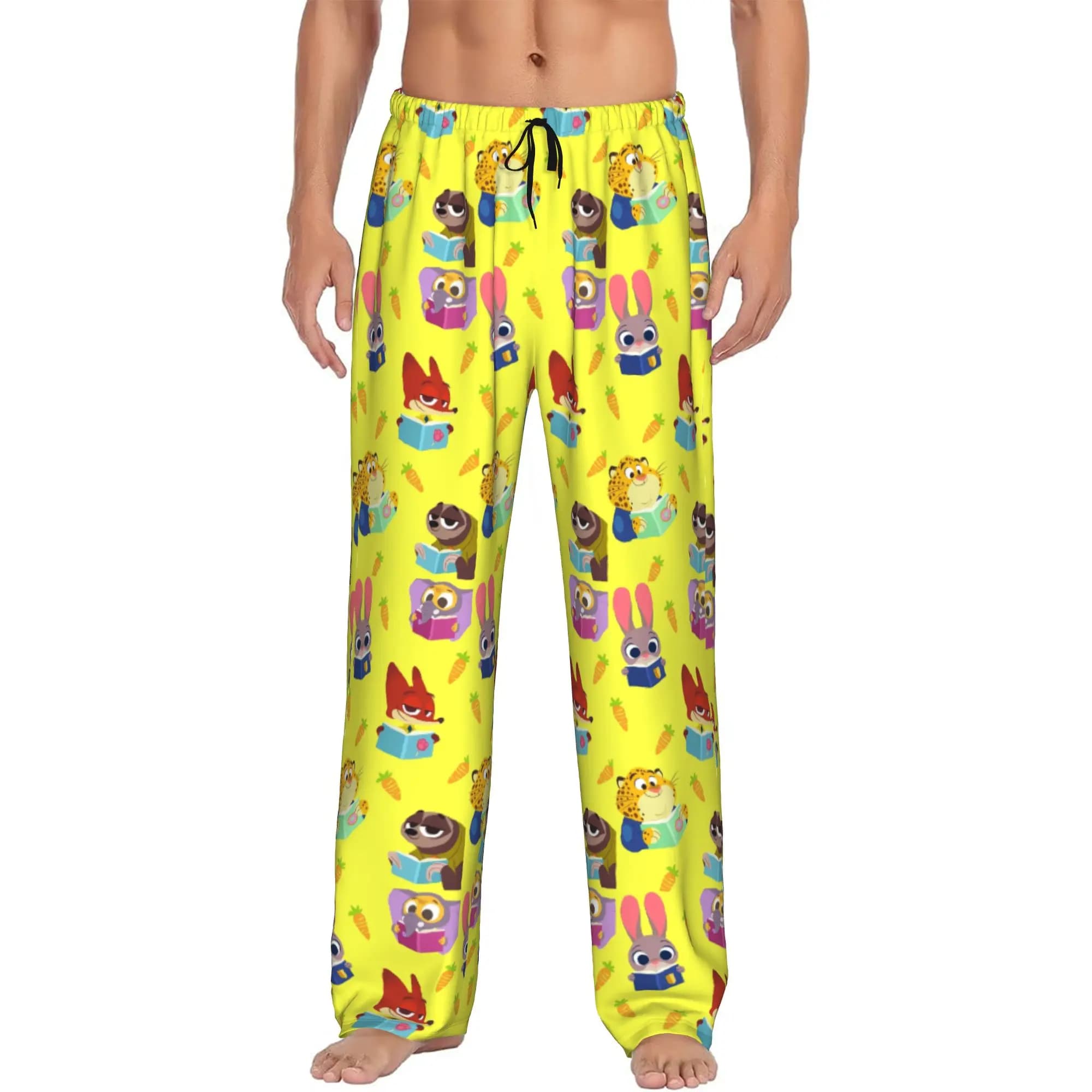 Custom Print Men's Z-Zootopia Wallpaper Pajama Pants Sleepwear Sleep Lounge Bottoms with Pockets