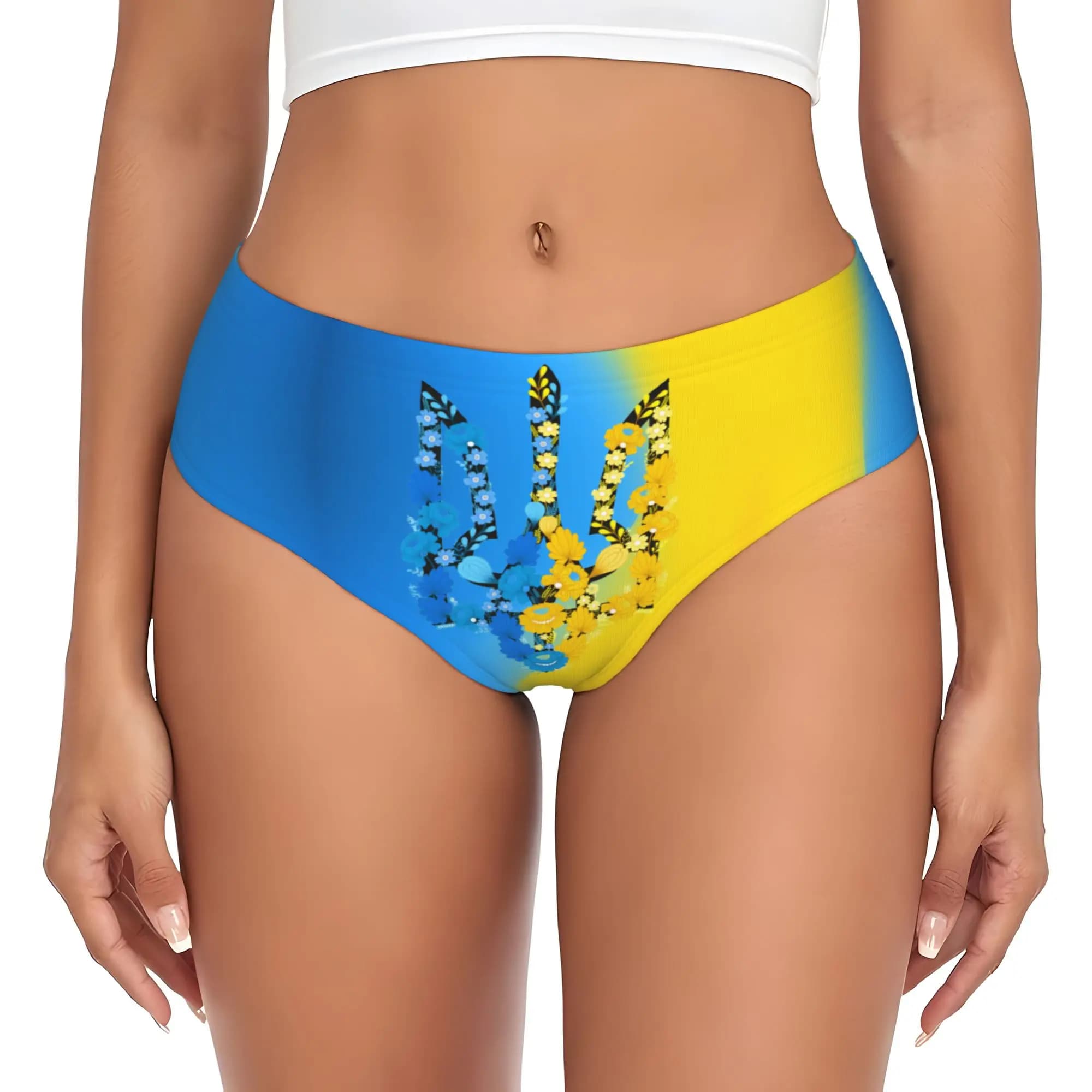 Slip Personalizzati da Donna con Bandiera Ucraina, Mutande Comode