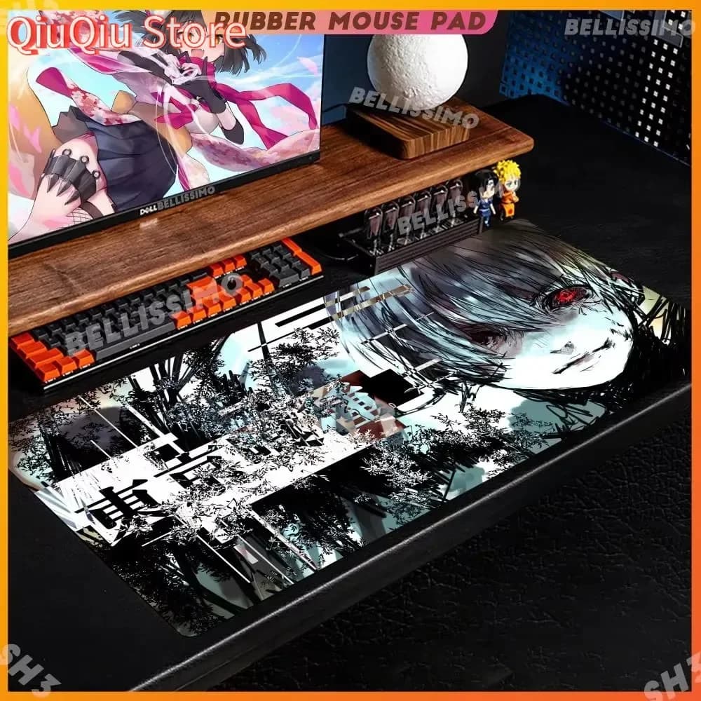 T_tokyo G_ghoul Tappetino per mouse 1200x600 Tappetino per mouse in gomma Supporto per mouse 4mm Tappetino per giocatori Teclado Tappetino da scrivania con blocco bordo grande super grande